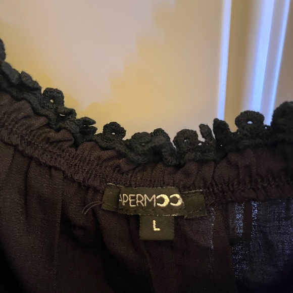 Papermoon Black Smocked Lace-Up Blouse - Picture 3 of 3